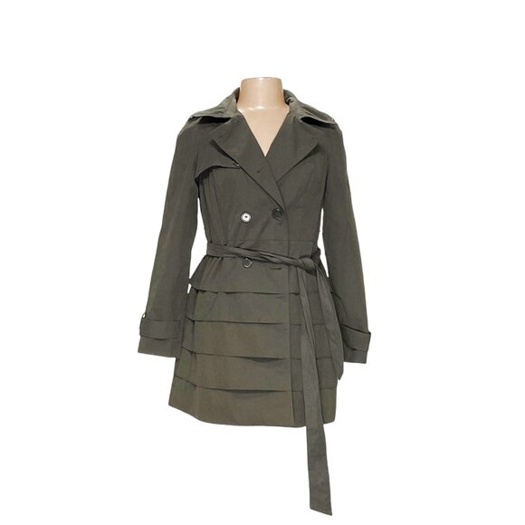 INC International Concepts Jackets & Blazers - INC International Concepts Olive Green Ruffle Trench Coat